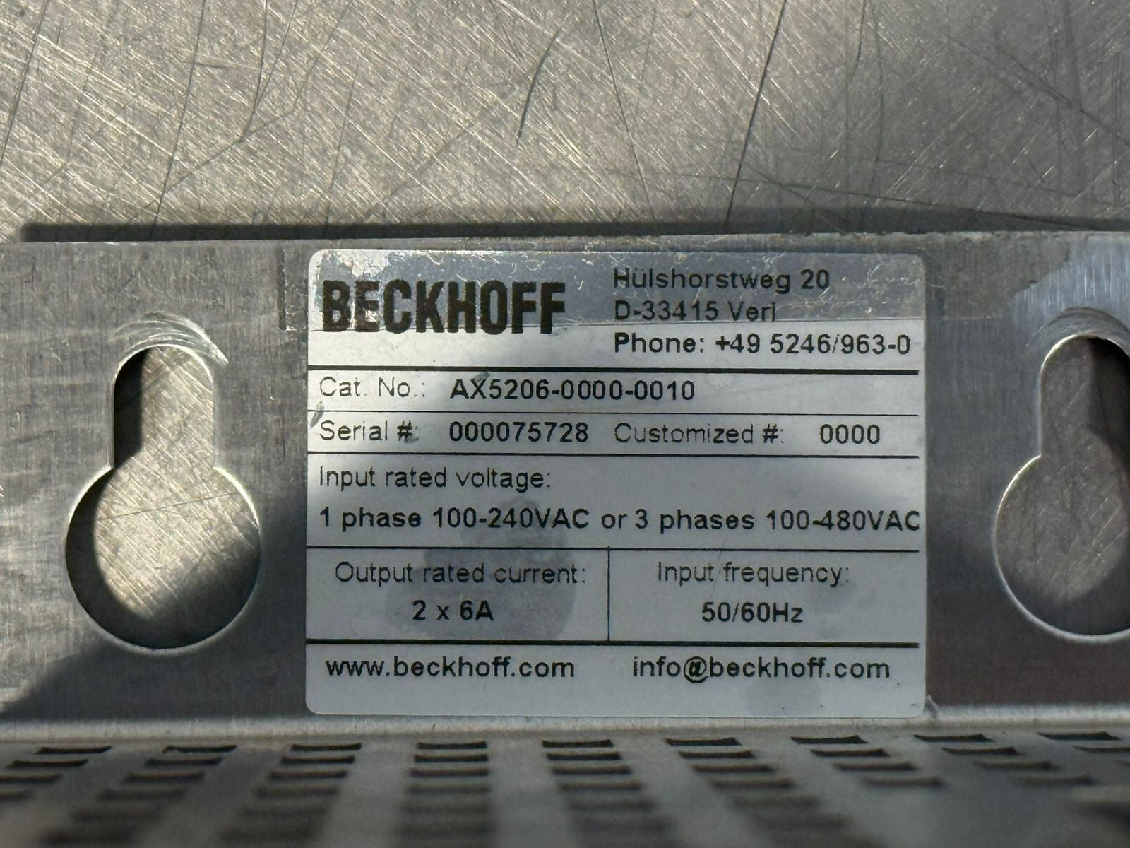 Beckhoff AX5206-0000-0010 Servo Drive AX520600000010               (9.5.5)