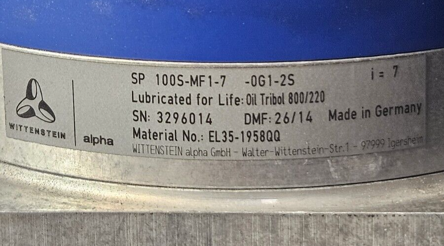 Wittenstein Alpha SP 100S-MF1-7-0G1-2S Planetary Transmission            loc1E22