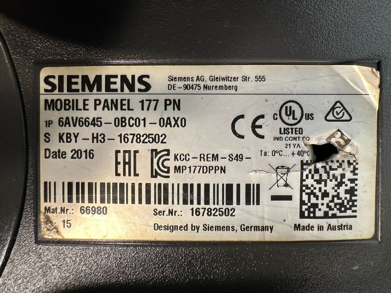 Siemens 6AV6645-0BC01-0AX0 6AV66450BC010AX0 SIMATIC 177 PN               (7.4.4)