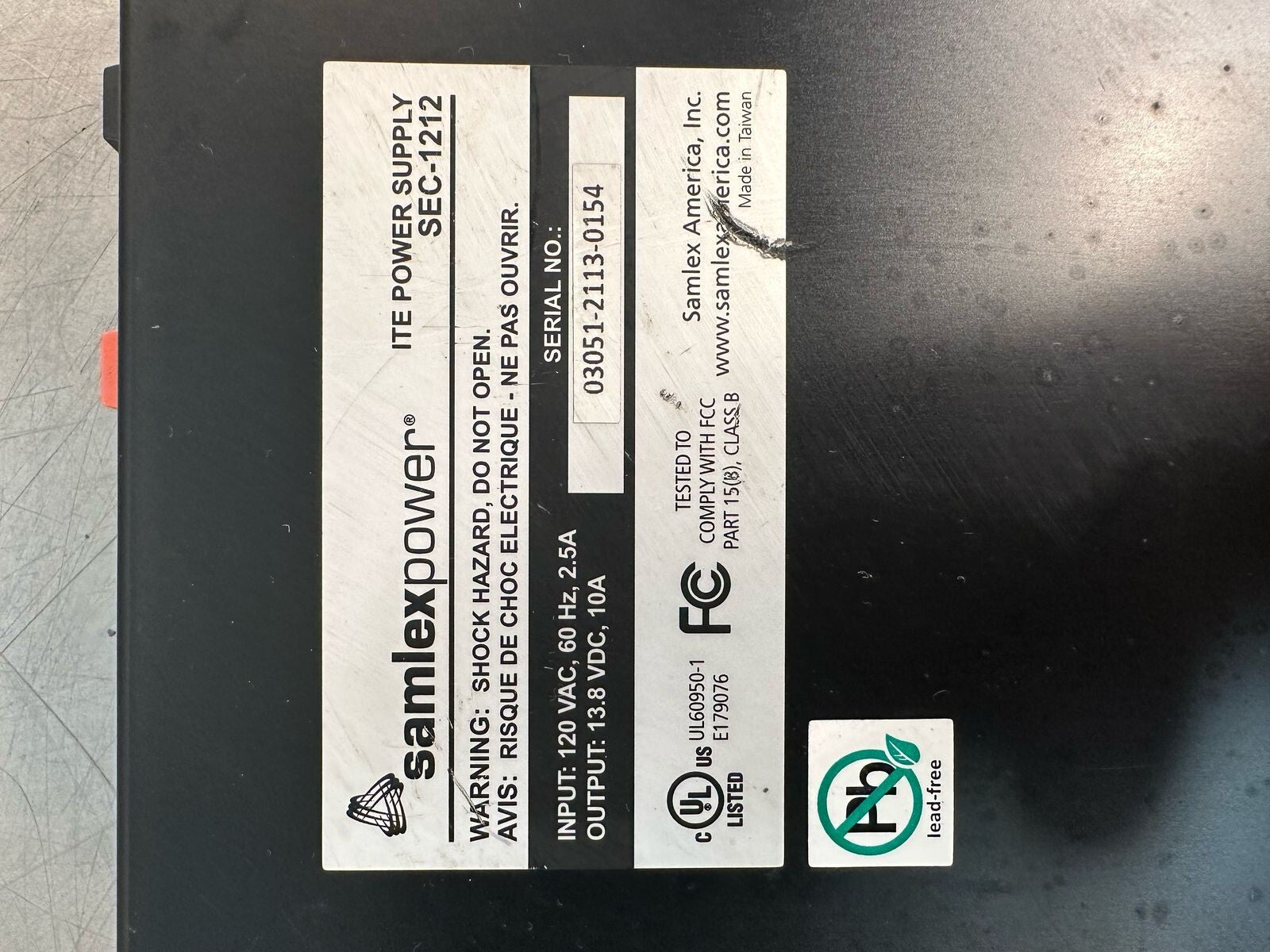 Samlex Power  SEC-1212 ITE POWER SUPPLY DC 13.8VDC 10A   (7.2.1)