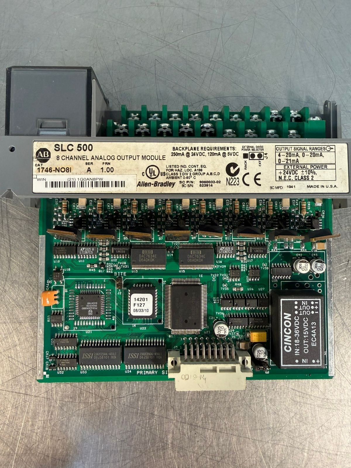 Allen Bradley 1746-NO8I /A SLC 500 8-Ch Analog Out Mod FRN 1.00   (11.4.5)