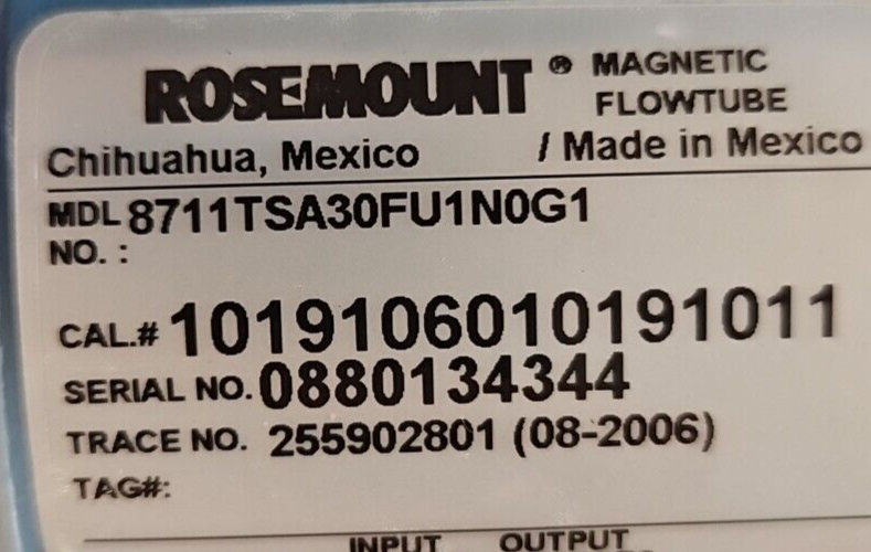 Rosemount 8732C TI2M4 flow Transmitter w/8711TSA30FU1N0G1    Loc6E2