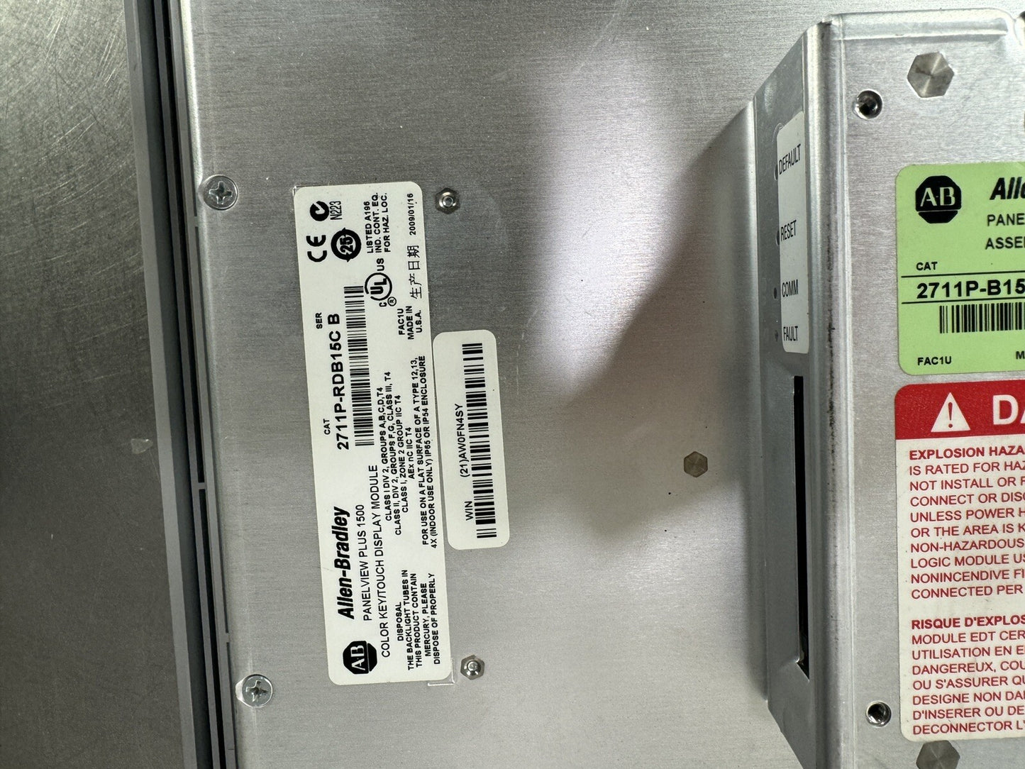 Allen-Bradley 2711P-B15C4D2 Panelview Plus 1500 w/ 2711P-RP2 Logic Module @2.5.5