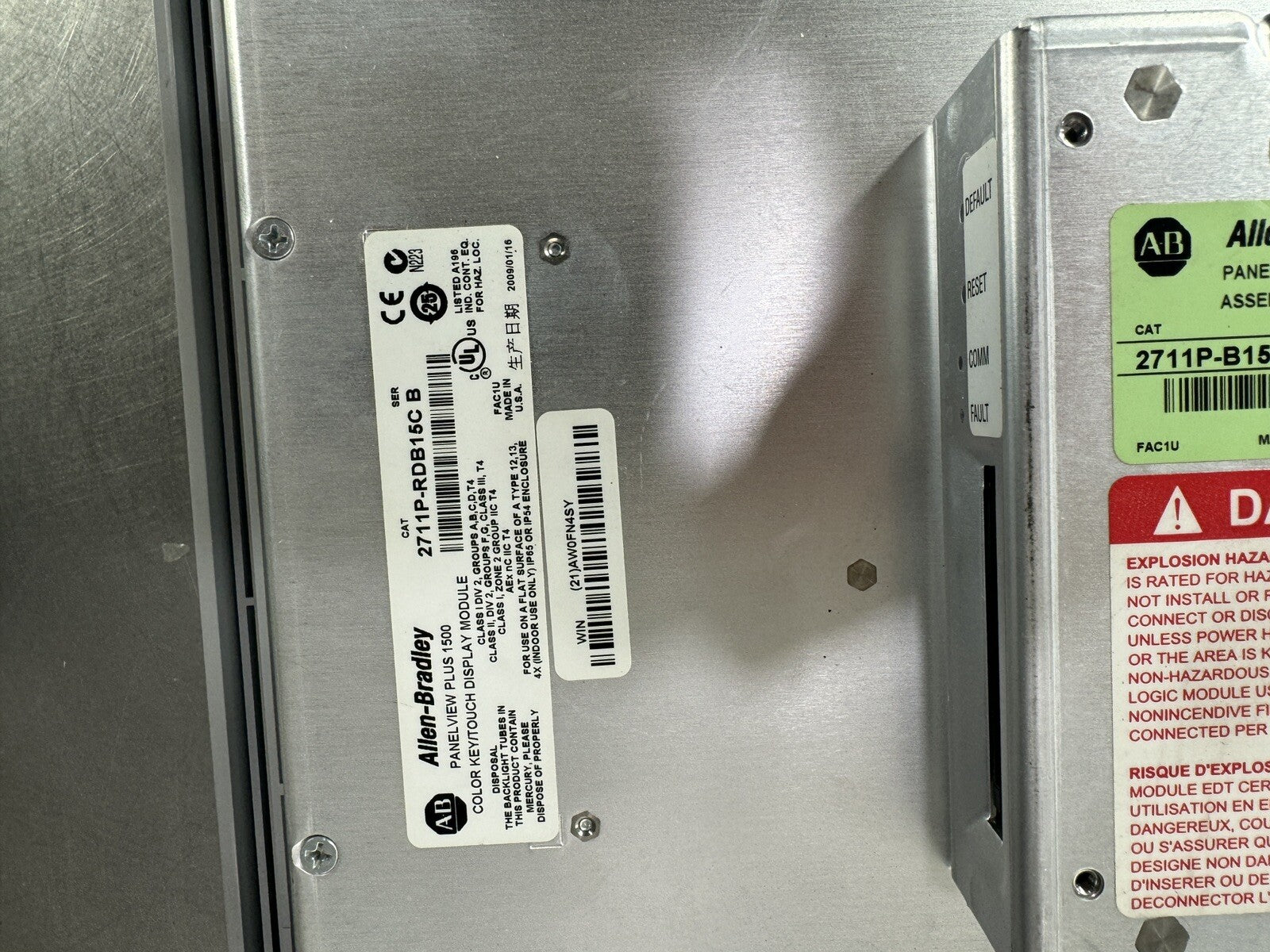 Allen-Bradley 2711P-B15C4D2 Panelview Plus 1500 w/ 2711P-RP2 Logic Module @2.5.5