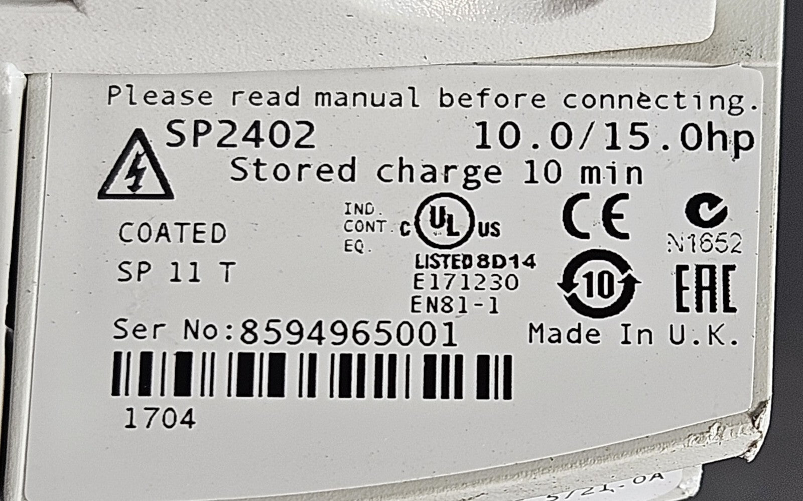 Emerson SP2402 Inverter 10.0/15.0 hp 380-480V  50-60Hz                  (BIN415)