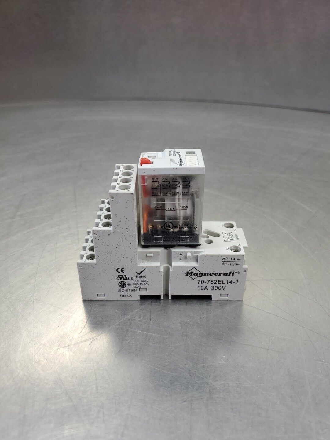 Magnecraft 782XDX2M4L-24D 120V Relay w/70-782EL14-1 Magnecraft Base.       4D-32