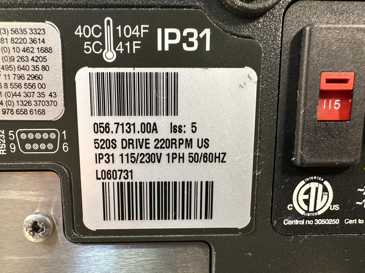 Watson Marlow 520S Peristaltic Pump 056.7131.00A Iss:5  220RPM  (12.4.7)