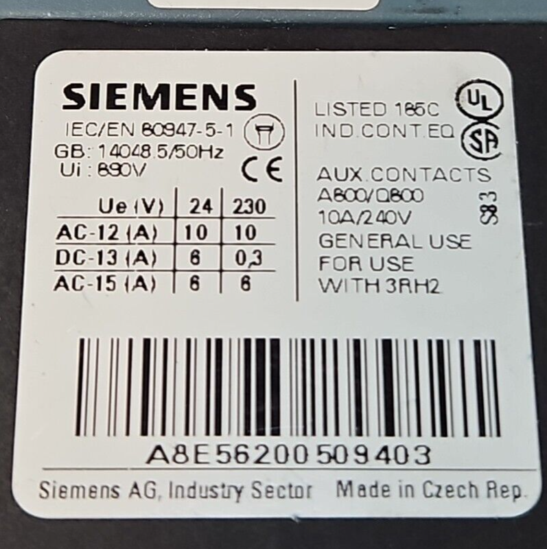 Siemens Sirius 3RH2262-1BB40 Circuit Breaker                             loc4A13