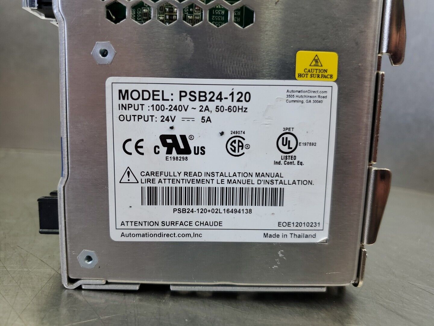 Rhino PSB24-120 Industrial Power Supply, 24VDC, 5A.                        4D-32