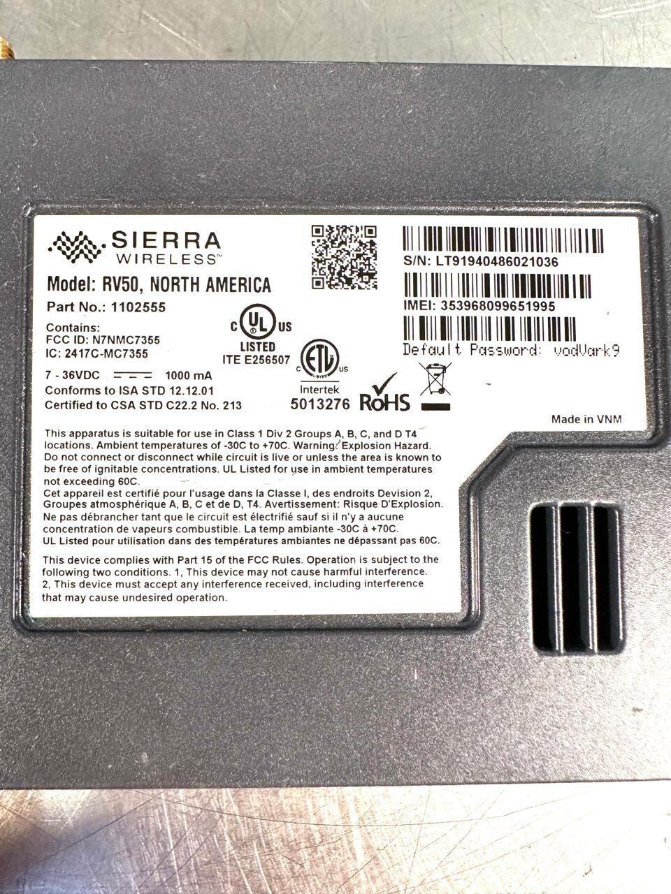 Sierra Wireless RV50 1102555 AirLink RV50  Router/Cellular Gateway (4.4.5)