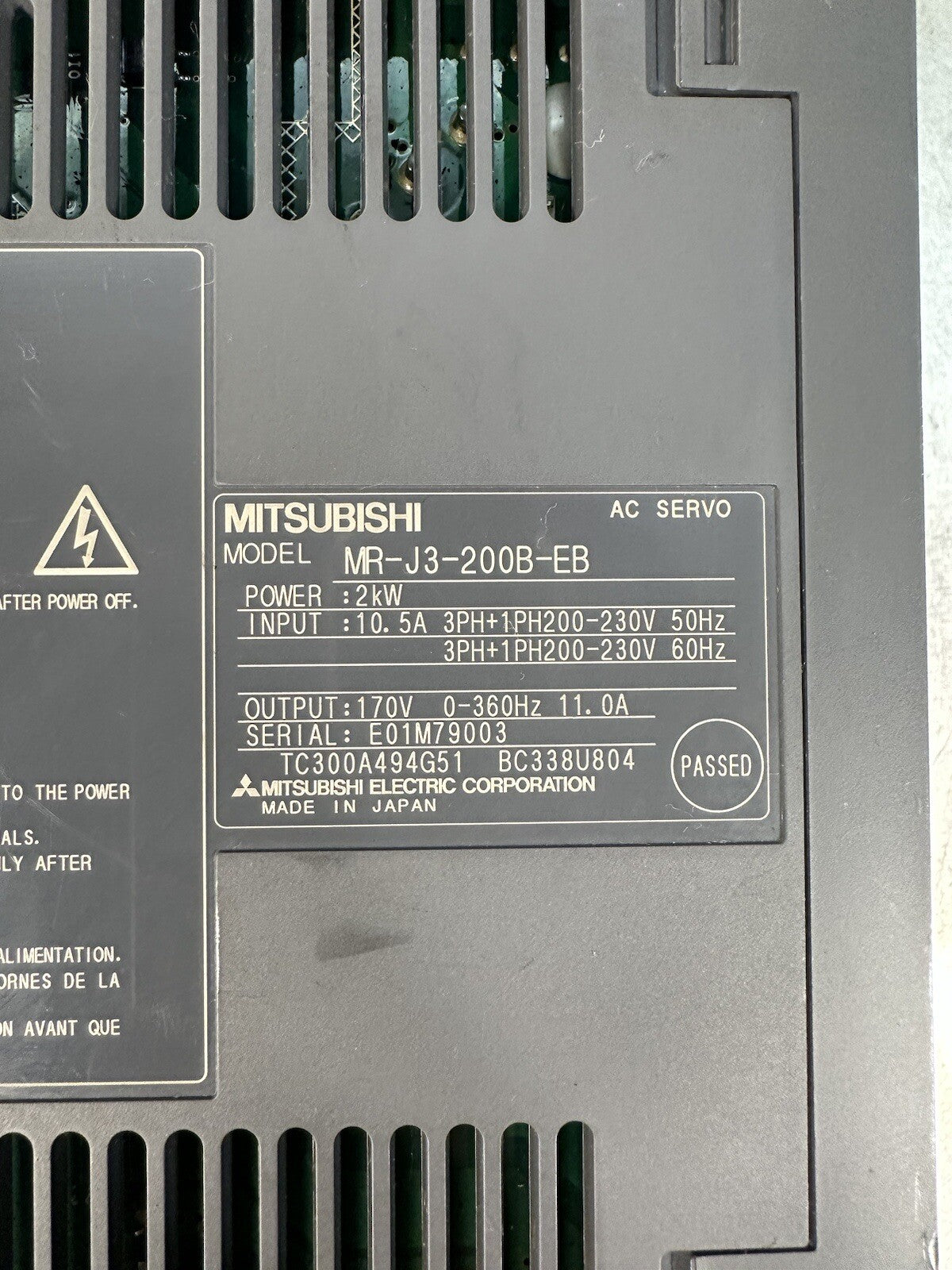 Mitsubishi MR-J3-200B-EB AC Servo Drive (BIN-1.2.4)