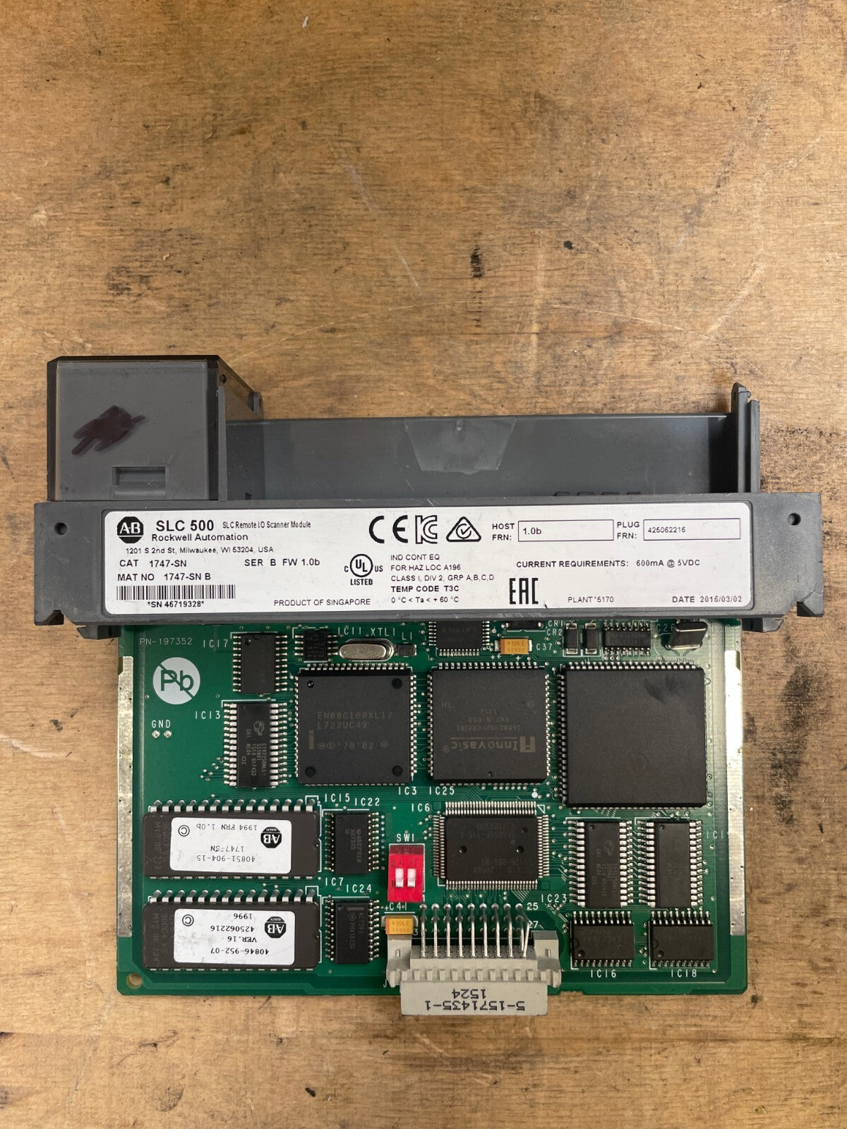 Allen-Bradley SLC 500 Black & Green Remote I/O Scanner 1747SN series B E12