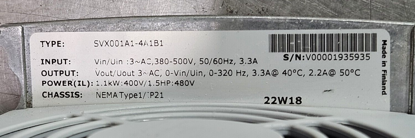 Eaton SVX001A1-4A1B1 Motor Drives/VFDs/Speed Controller                 (BIN654)