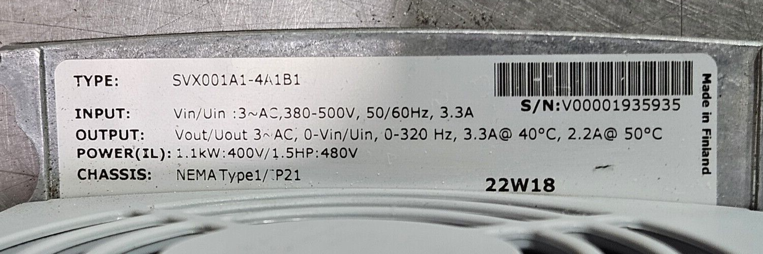 Eaton SVX001A1-4A1B1 Motor Drives/VFDs/Speed Controller                 (BIN654)