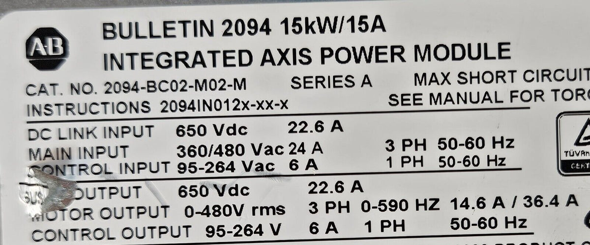 Allen Bradley 2094-BC02-M02-M Power Supply / Servo Drive 15kW            loc1C39