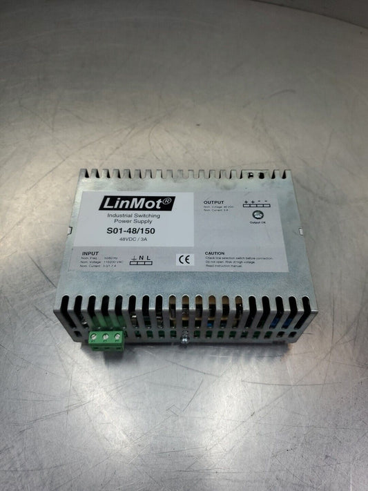LinMot S01-48/150 Industrial Switching Power Supply, 48VDC/3A.             4E-22