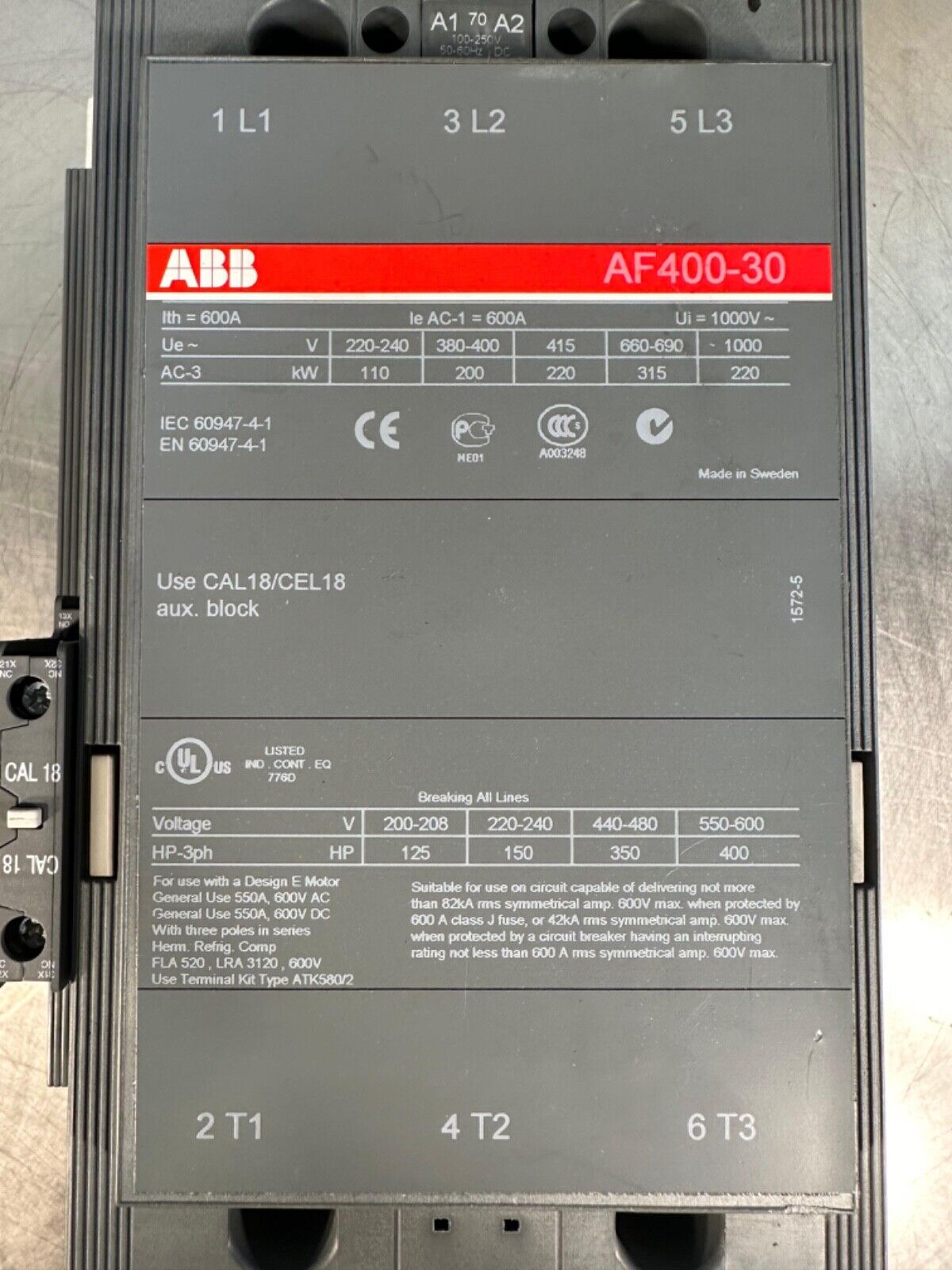 ABB AF400-30.  Contactor           (4A-31)