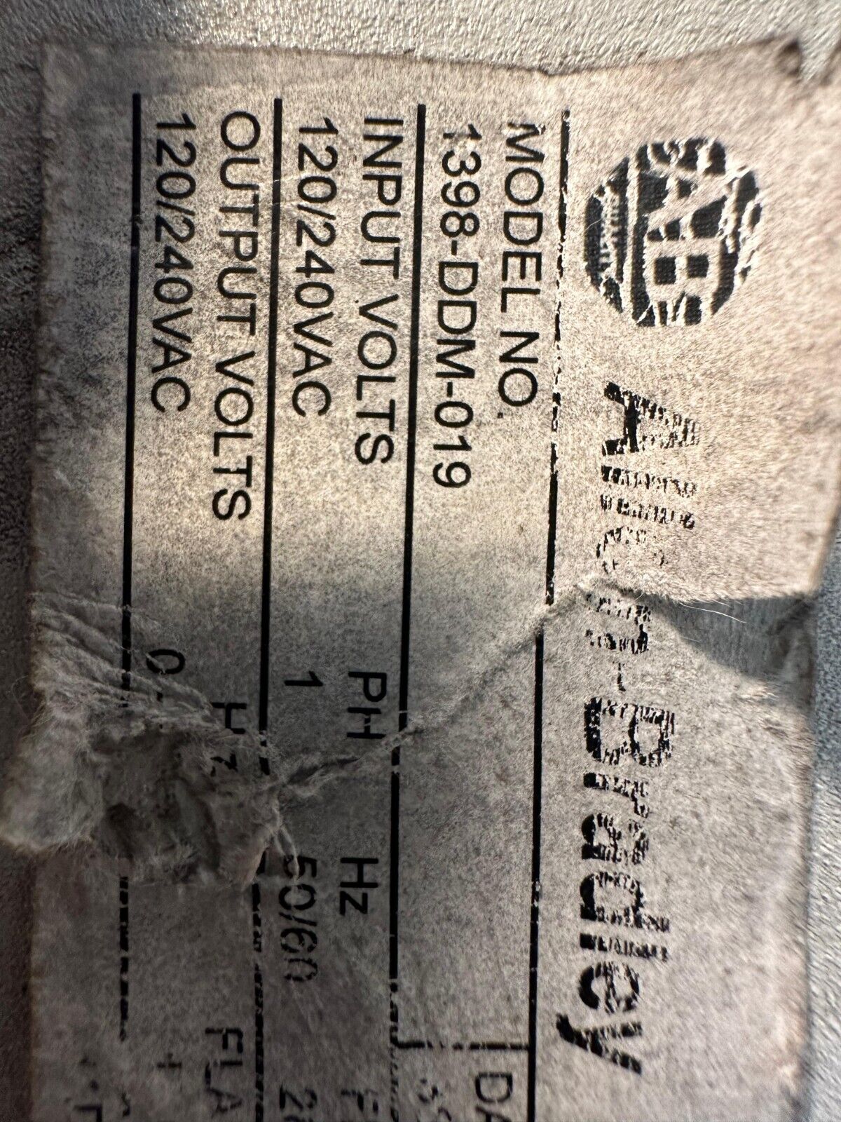 Allen Bradley 1398-DDM-019   50/60 Hz 120/240 Volts       (1C-02)