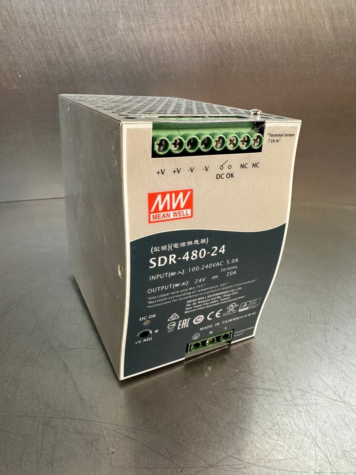 Mean Well SDR-480-24 Power Supply 100-240 Vac 50/60Hz  (6.3.2)