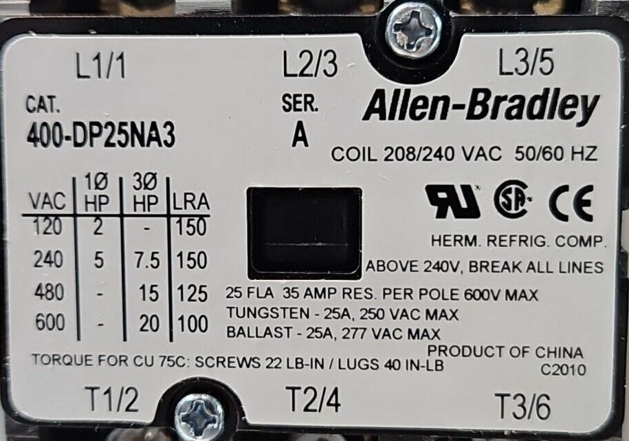 Allen Bradley 400-DP25NA3  Ser A   Contactor                             loc4C32