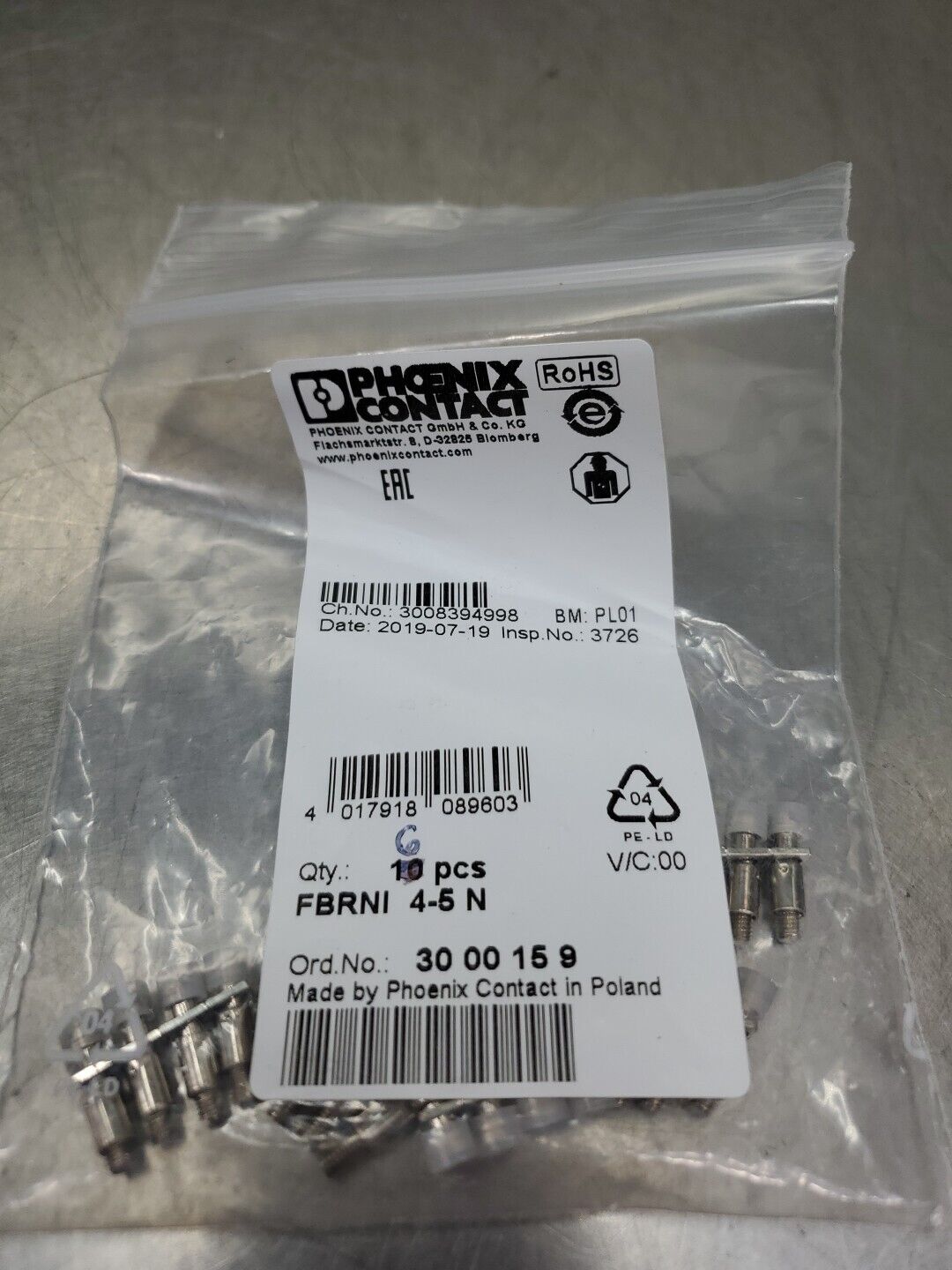 PHOENIX CONTACT 3000159 FBRNI  4-5N Fixed Bridge - Lot of 6.               4C-36