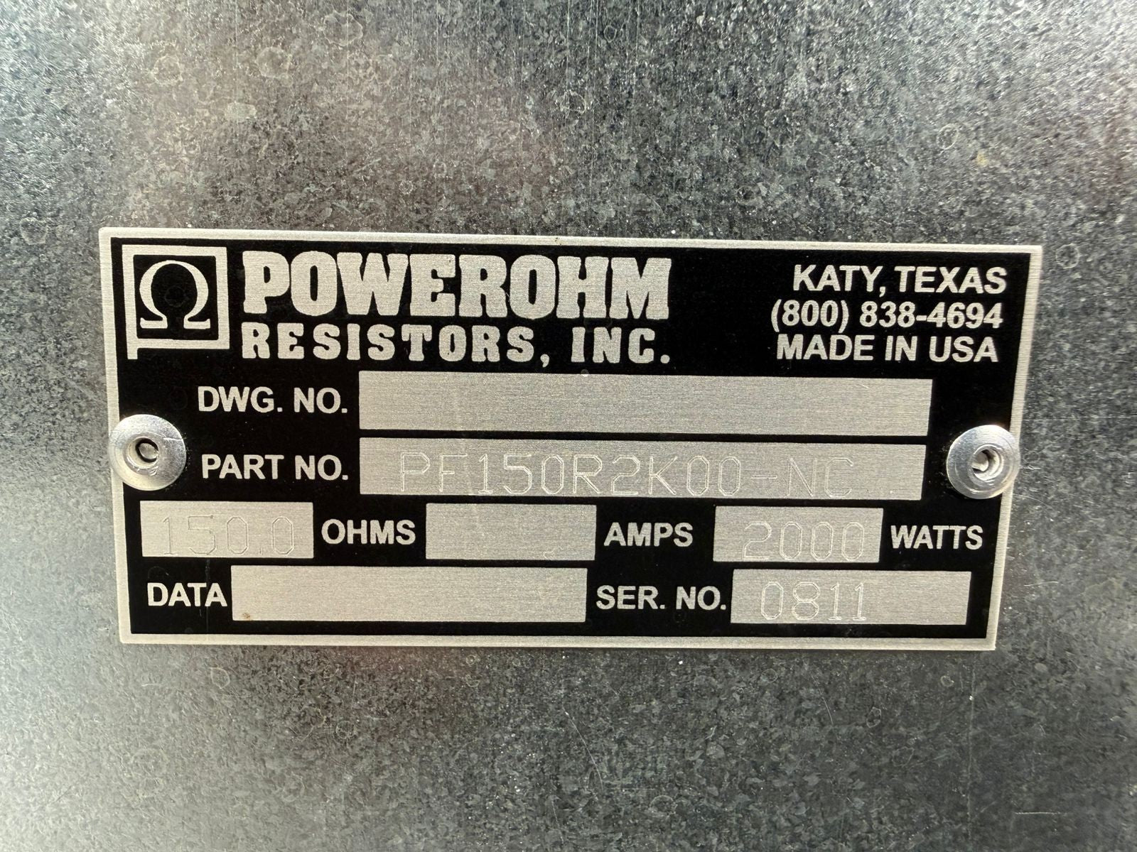 PowerOhm Resistors PF150R2K00-NC 150 Ohms 2000 Watts (11.4.3)