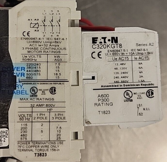 Eaton/Cutler-Hammer C320KGT8 Contactor Relay Series A2(BIN 3.5.1)