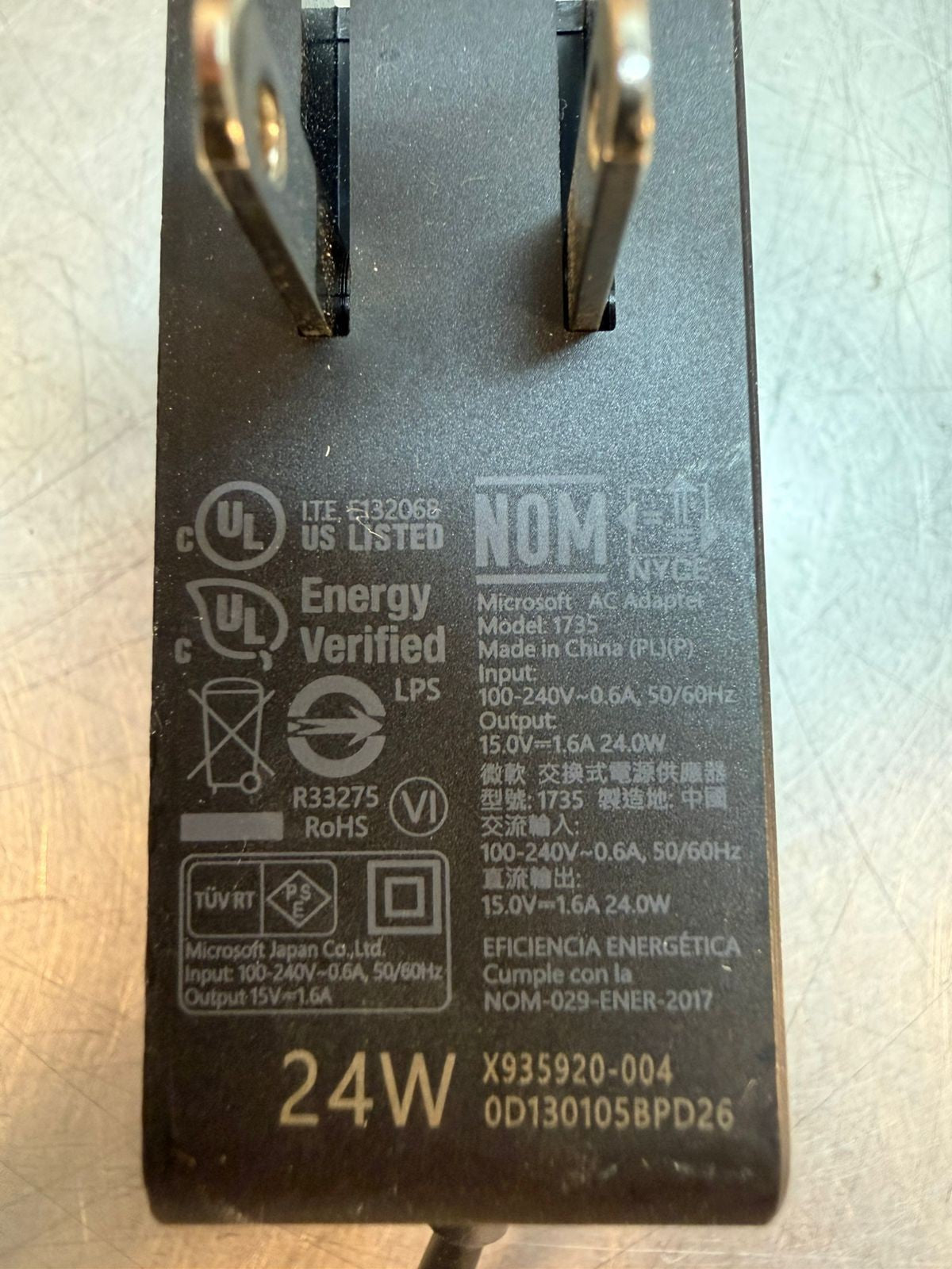 Microsoft 1735 24W Power Supply Charger Wall Genuine               (3.4.5)