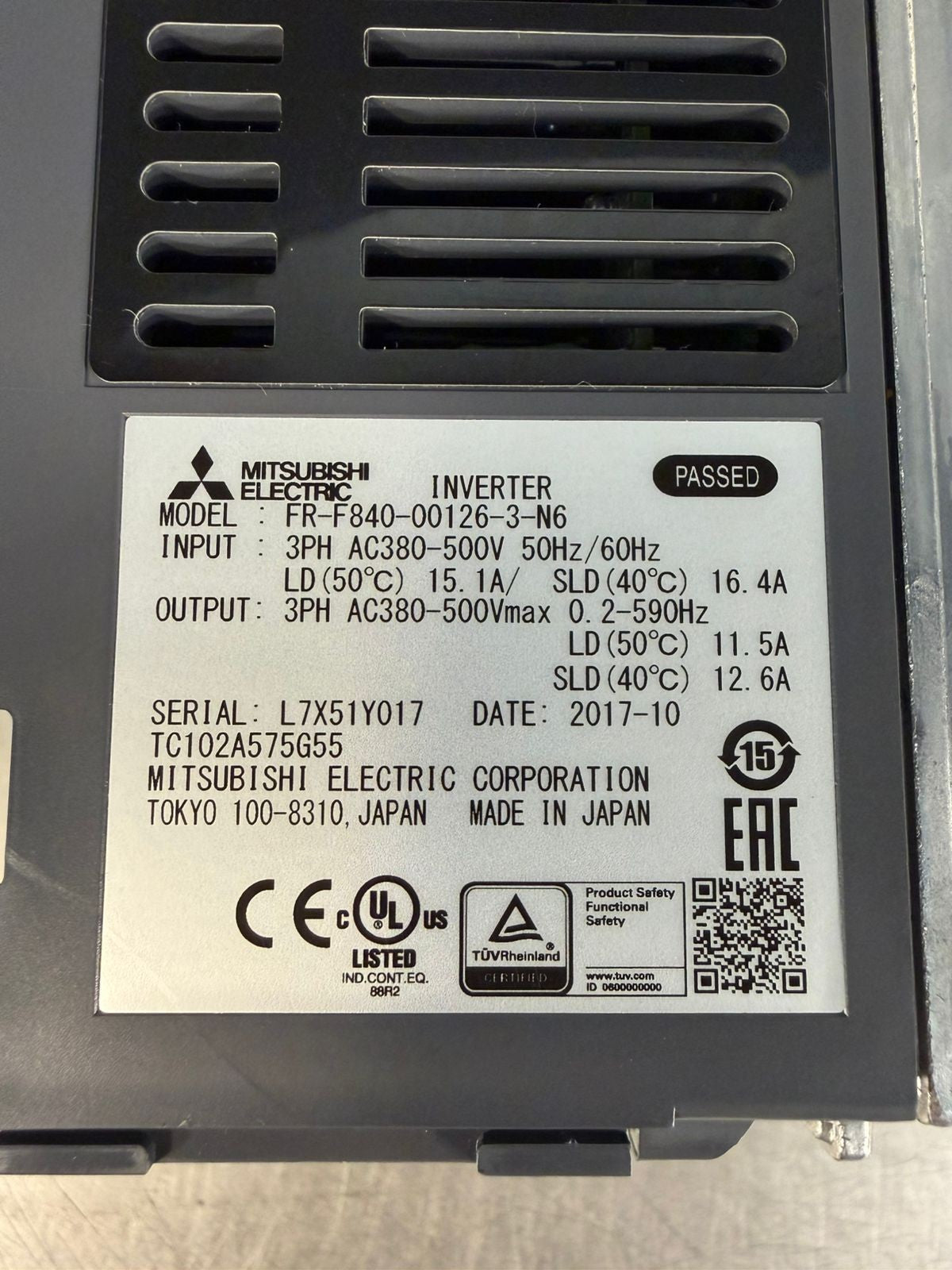 Mitsubishi FR-F840-00126-3-N6 Vfd series 3hp ac drive inverter (12.5.1)