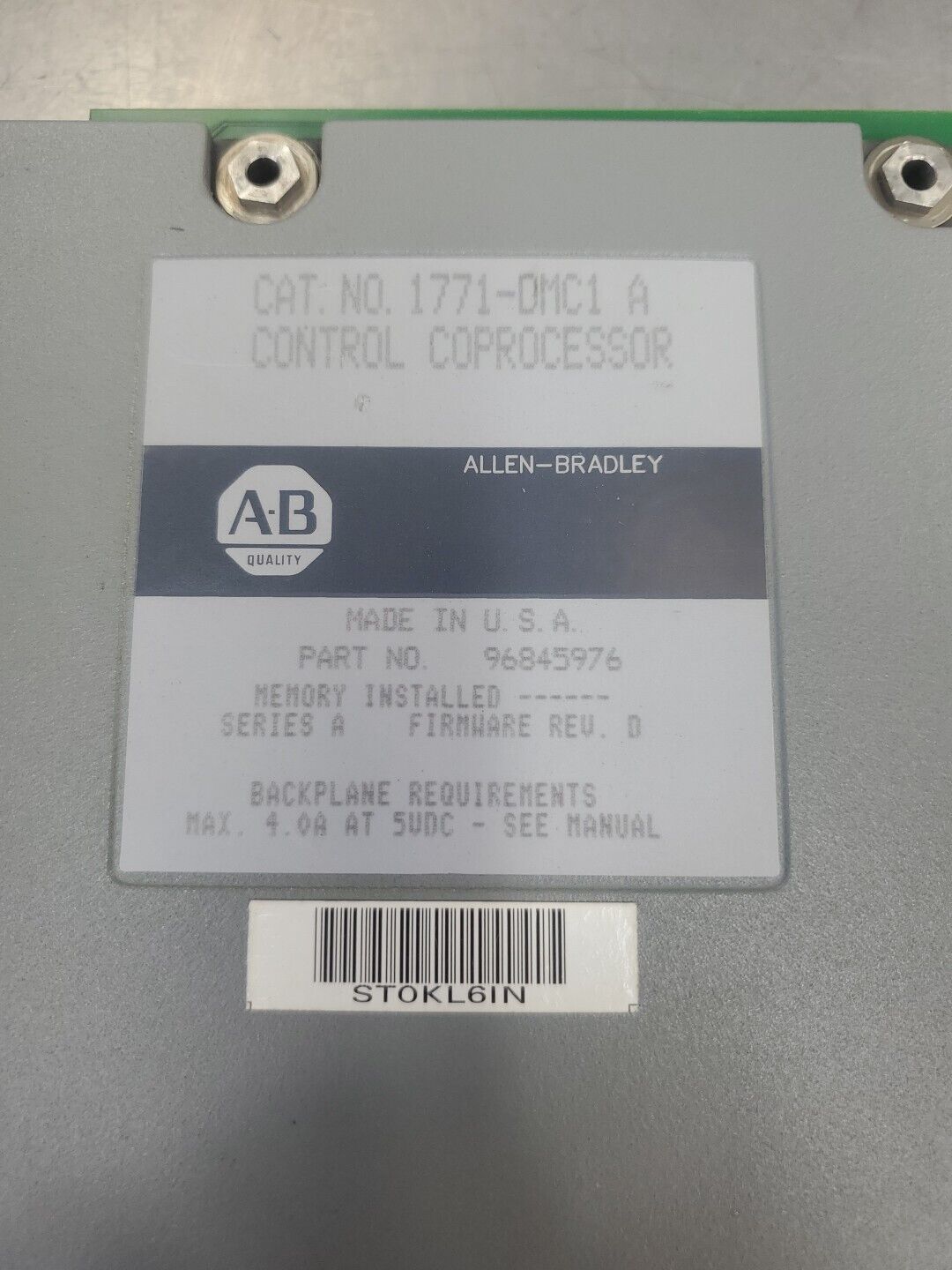 Allen-Bradley 1771-DMC1 Ser A Control Coprocessor.                         3D-39