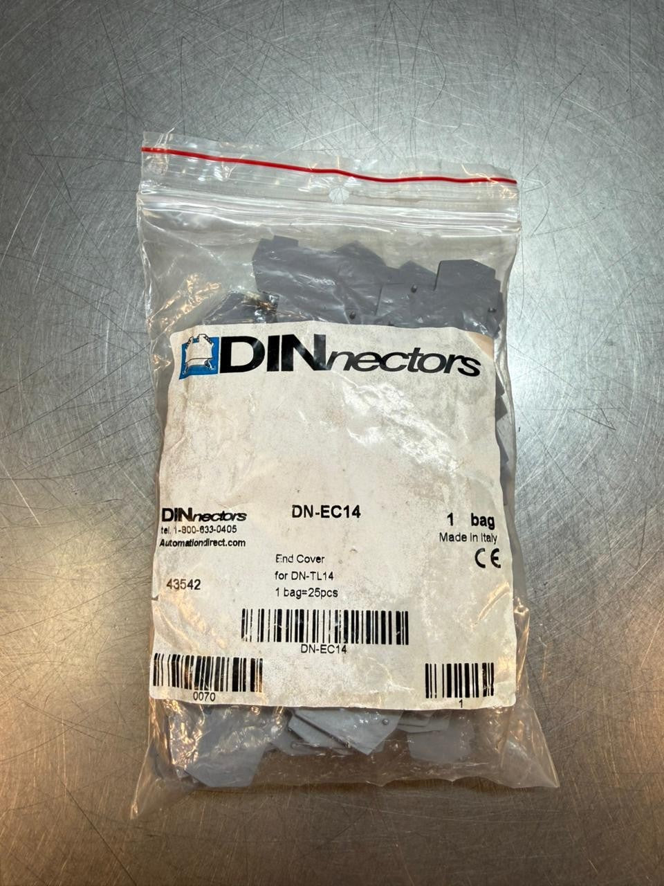 Dinnectors DN-EC14 Terminal Block End Cover Gray Pack of 25 Und    (7.3.2)