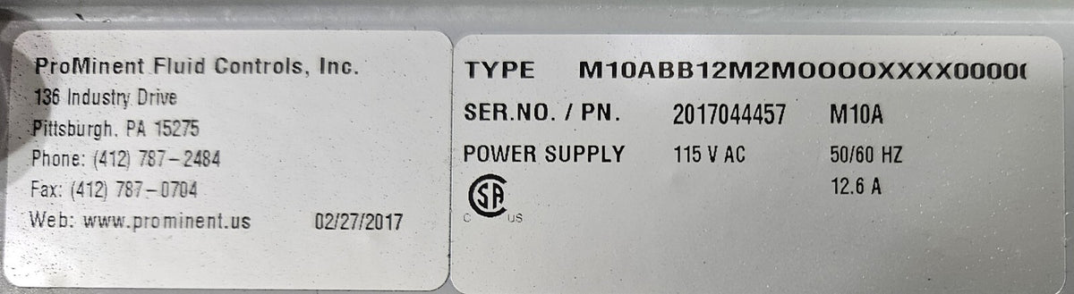 Prominent M10A Multiflex Powe Supply 115Vac 50/60Hz                     (BIN762)
