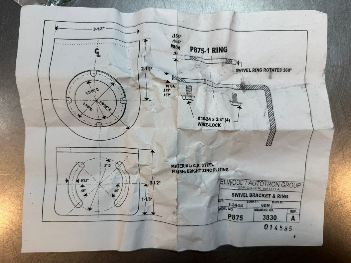 Elwood P875 - Ver. A / Swivel Bracket e Ring -  Drawing 3830 (7.3.2)