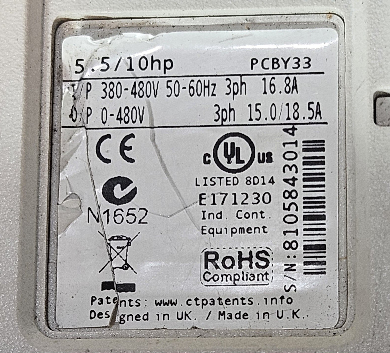 Control Tecniques M702-044-00150A AC Drive 5.5/10 Hp 380-480V           (BIN551)