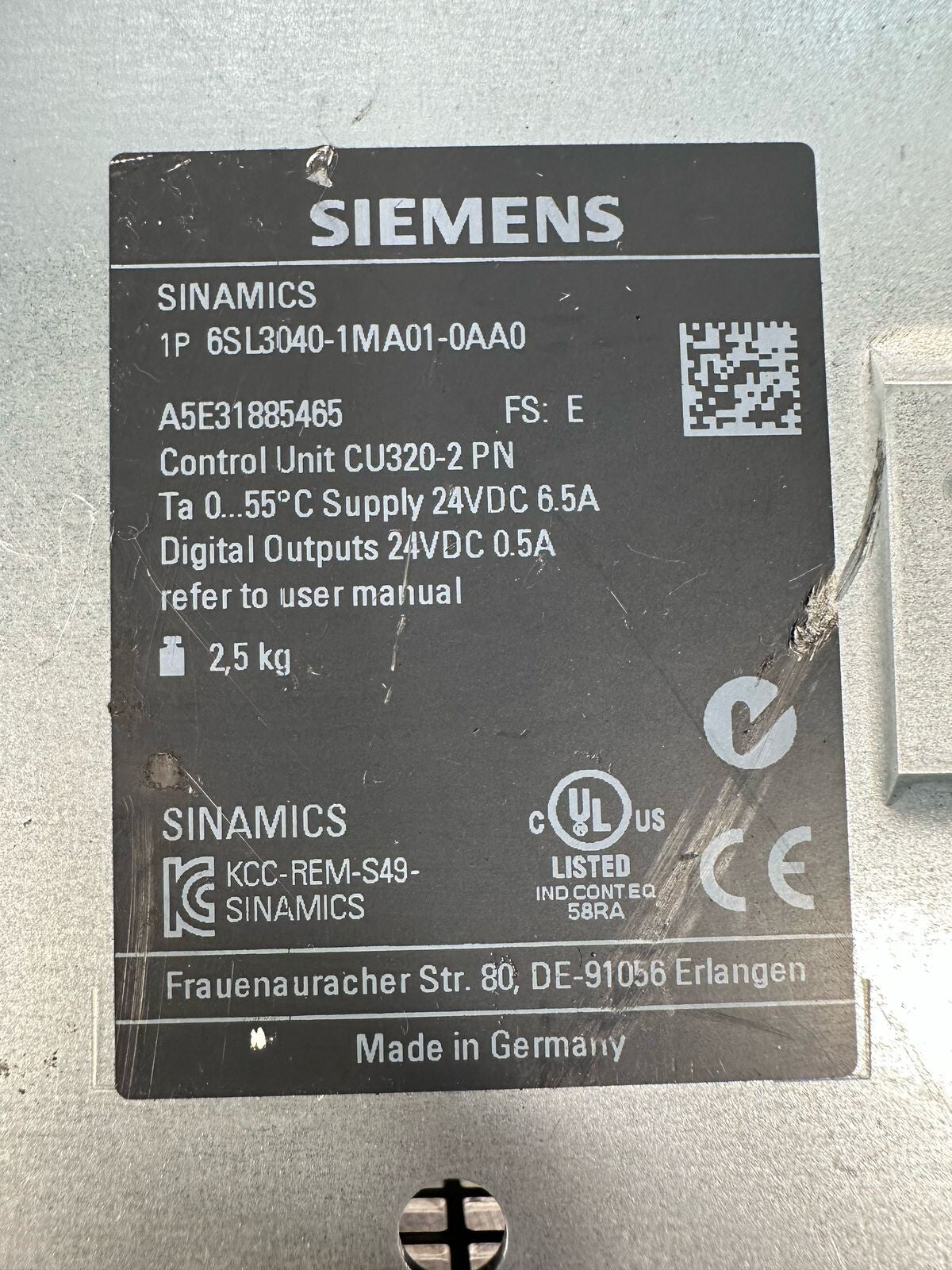 Siemens Sinamics 6SL3040-1MA01-0AA0 Control Unit CU320-2 (8.5.1)