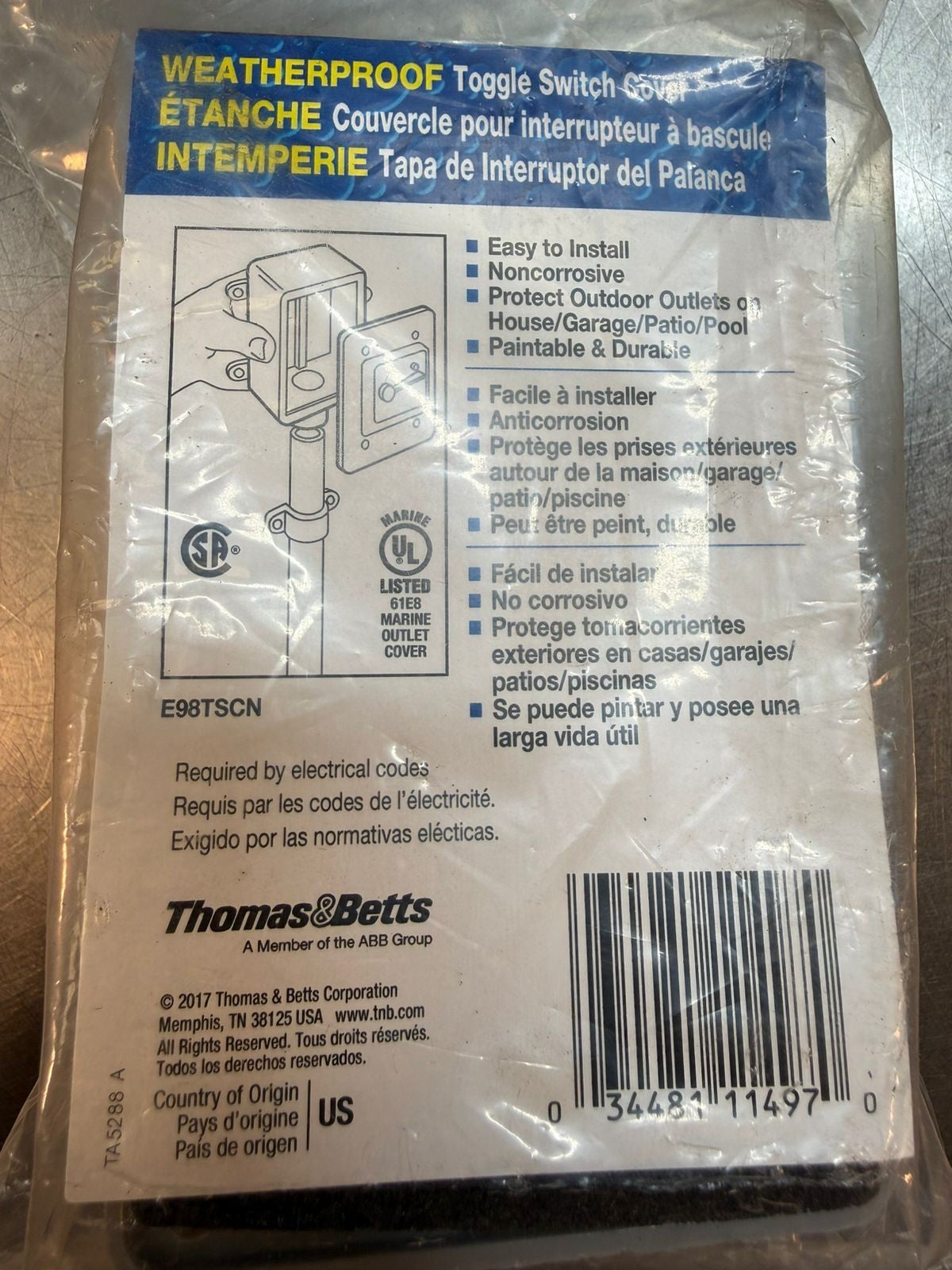 Thomas & Betts/Carlon E98TSCN Grey Single Toggle Switch (7.3.2)