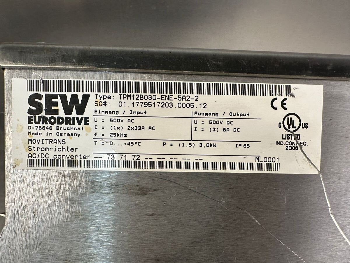 Sew Eurodrive TPM12B030-ENE-5A2-2 Adjustment Controller  D76646          (3.6.2)