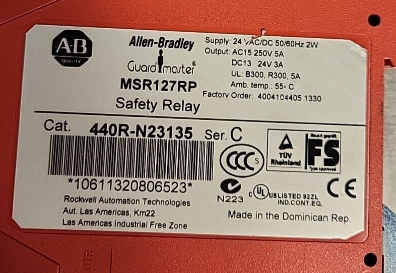 Allen-Bradley MSR127RP / 440R-N23135  Safety Relay Series C(BIN3.2.4)