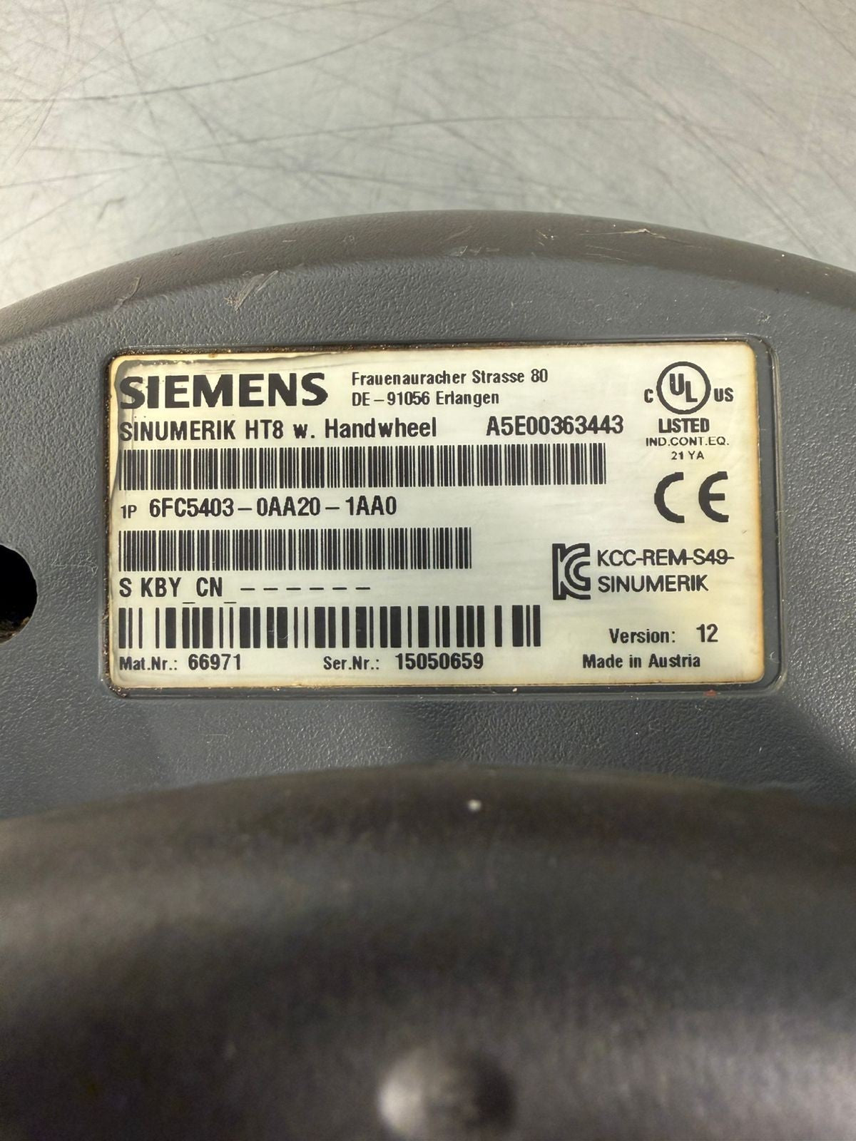 Siemens 6FC5403-0AA20-1AA0 Sinumerik Ht 8 w. Handwheel             (4.5.1)