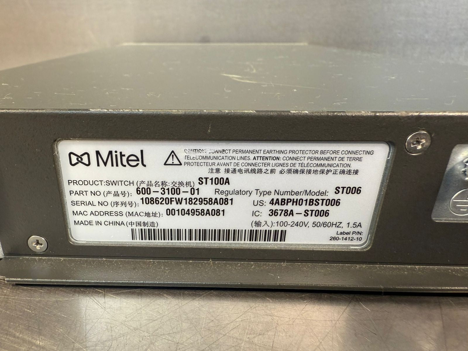 Mitel ST100A Voice Switch St006  600-3100-01      (12.5.5)