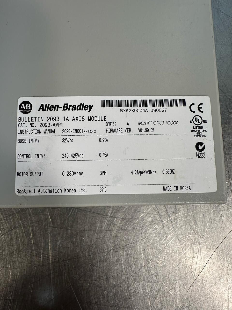 Allen Bradley 2093-AMP1 /A Axis Module (6.2.2)