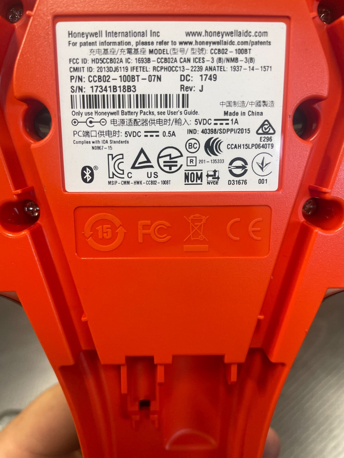 Honeywell Bluetooth Barcode Scanner 1911i Handheld w/Cradle @1B