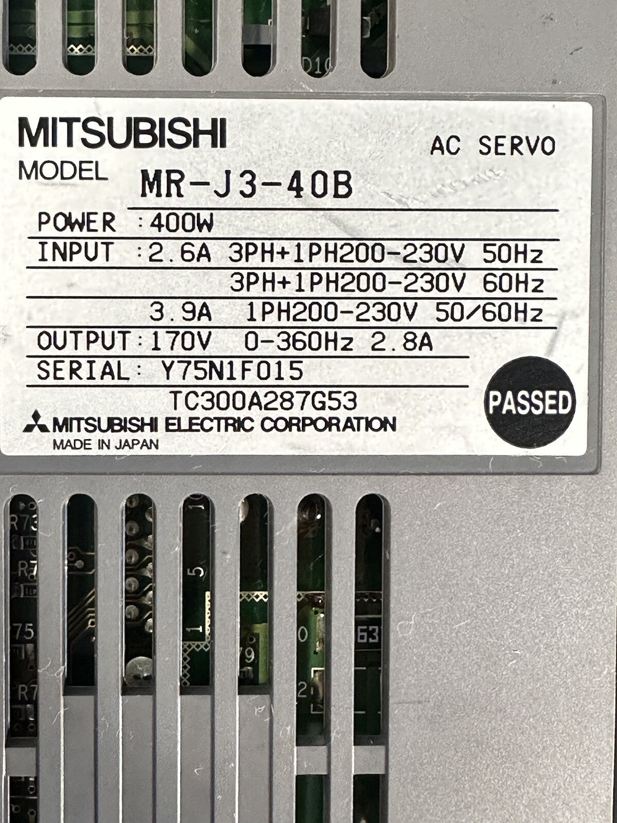 MITSUBISHI AC SERVO DRIVE MR-J3-40B - Each - (BIN-1.2.4)
