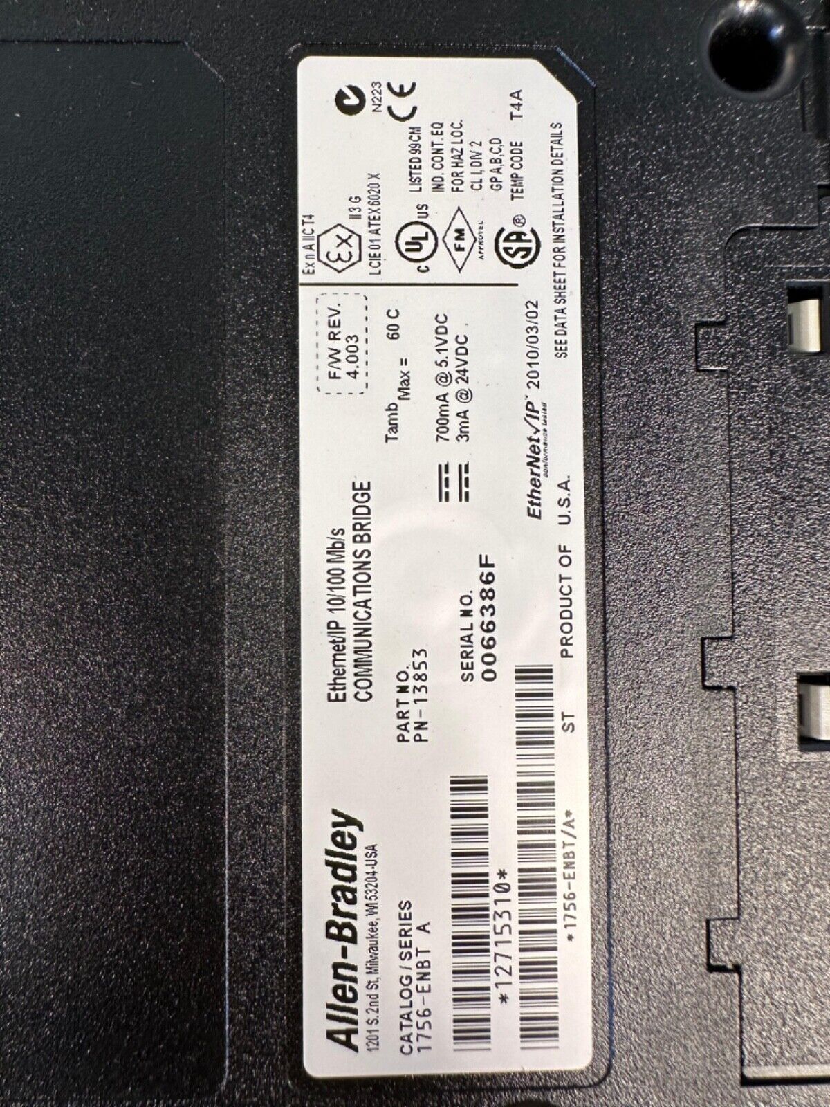 Allen Bradley 1756-ENBT/A      1756-ENBT/A  (3C-31)