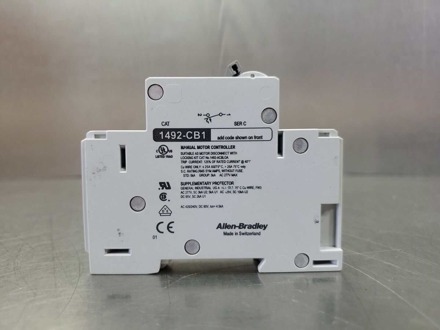 Allen Bradley 1492-CB1 Ser. C DIN Mount Circuit Breaker, 10A 2HP.          4C-38