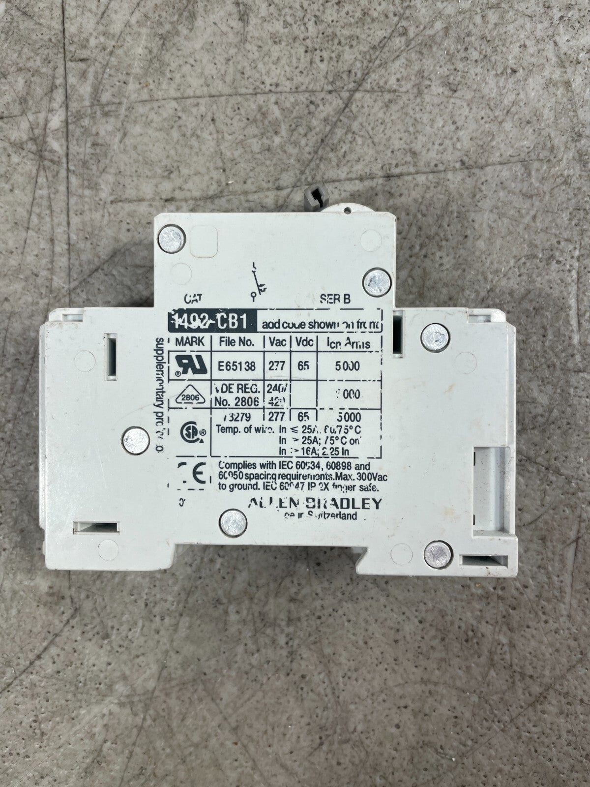 ALLEN BRADLEY 1492-CB1 H040 4A Manual Motor Contoller/Circuit Breaker @1.5.3