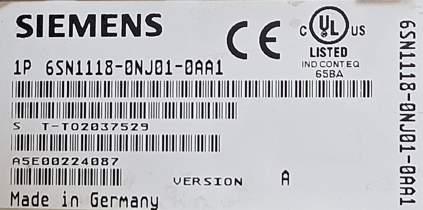 Siemens 6SN1118-0NJ01-0AA1 / 6SN1123-1AA00-0BA1  power Module           (BIN555)