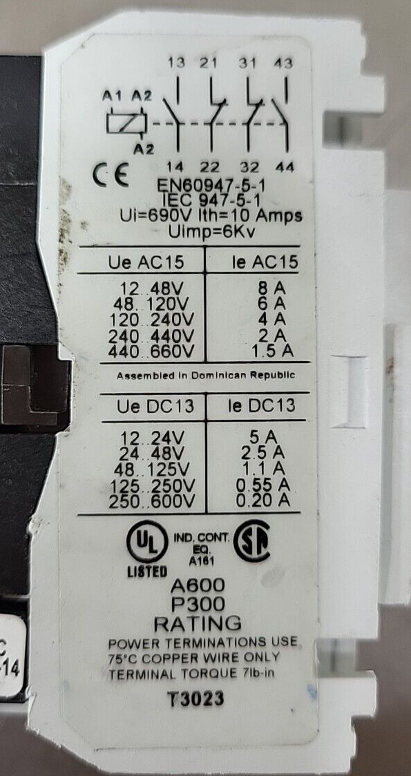 Eaton D15CR22  SER.B1 Control Relay 120/240v-