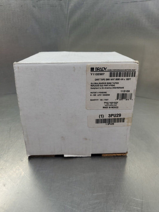 BRADY Y1132987 Cart Tape, WHITE, 4INx100FF.                                5E-30