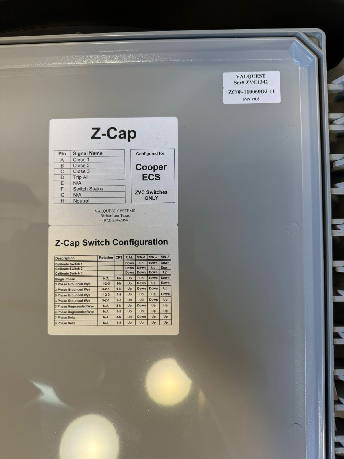 Valquest Z-cap ZC08-110060D2-11 Voltage Closing Control           (12.4.6)